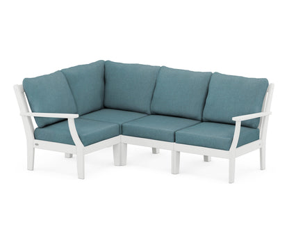 POLYWOOD® Braxton Modular 4-Piece Deep Seating Set in White / Ocean Teal