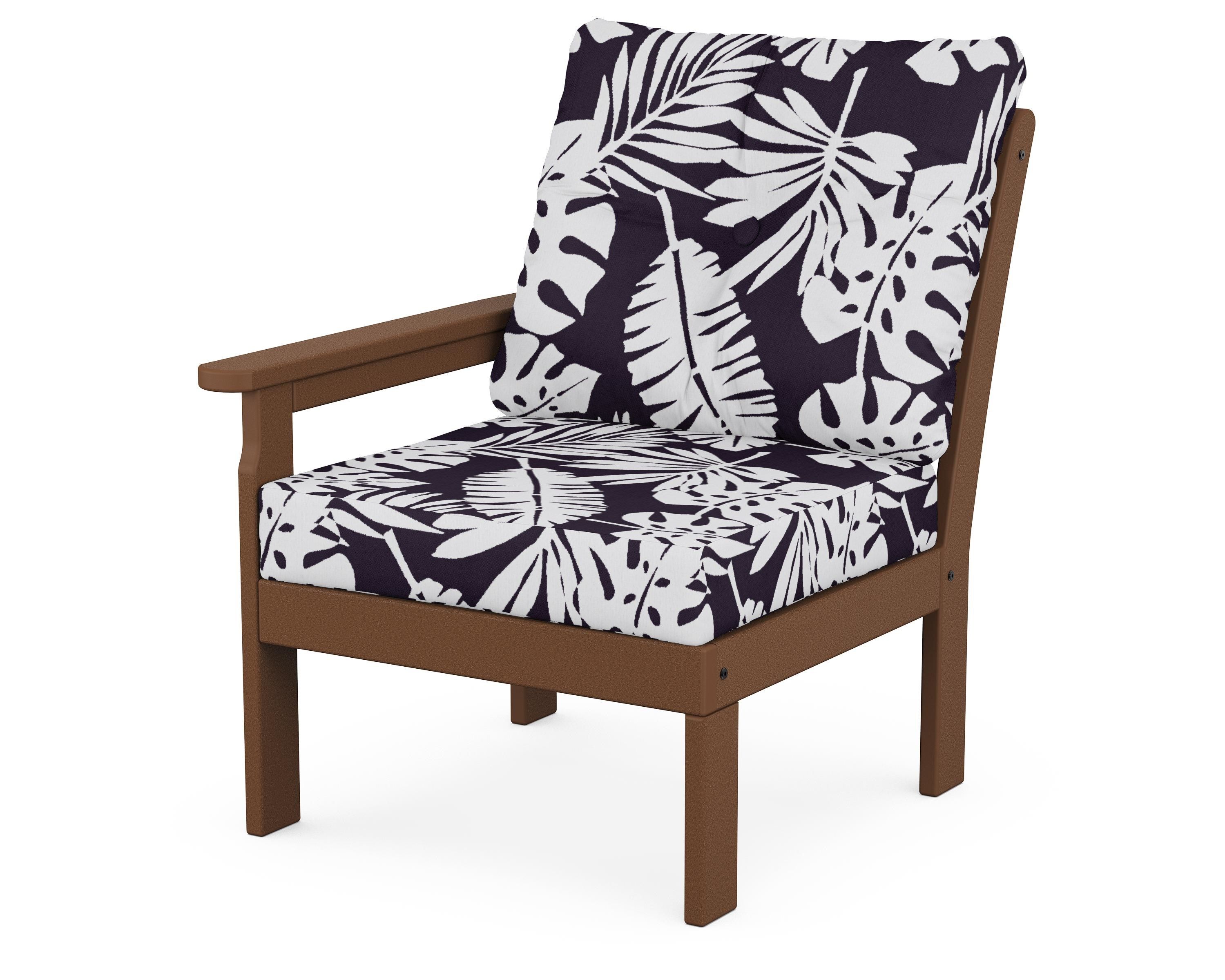 POLYWOOD® Vineyard Modular Left Arm Chair in Teak / Leaf Navy