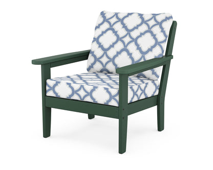 Country Living Cottage Deep Seating Chair in Green / Trellis Sky Blue