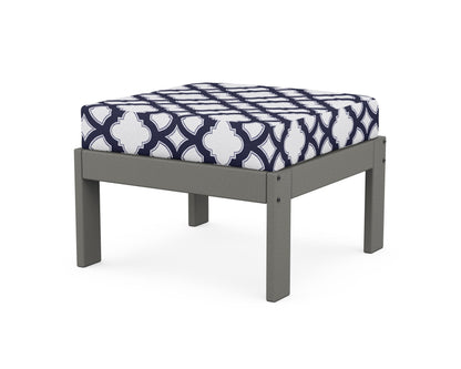 POLYWOOD® Vineyard Modular Ottoman in Slate Grey / Trellis Navy