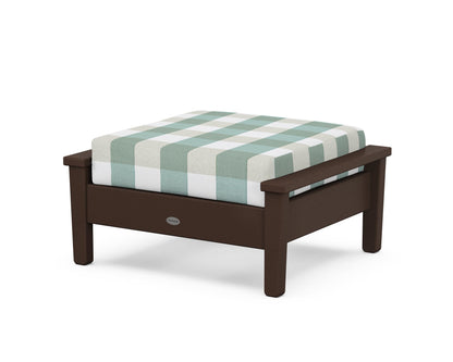 POLYWOOD® Prescott Deep Seating Ottoman in Mahogany / Buffalo Plaid Glacier Spa