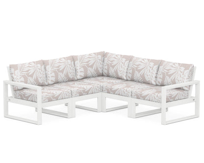 POLYWOOD® EDGE 5-Piece Modular Deep Seating Set in White / Leaf Dune Burlap