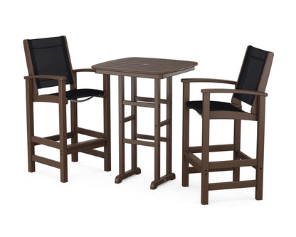 POLYWOOD® Coastal 3-Piece Bar Set in Mahogany / Black Sling