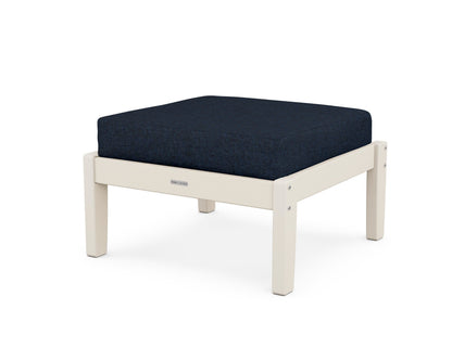 Martha Stewart by POLYWOOD® Chinoiserie Deep Seating Ottoman in Sand / Marine Indigo