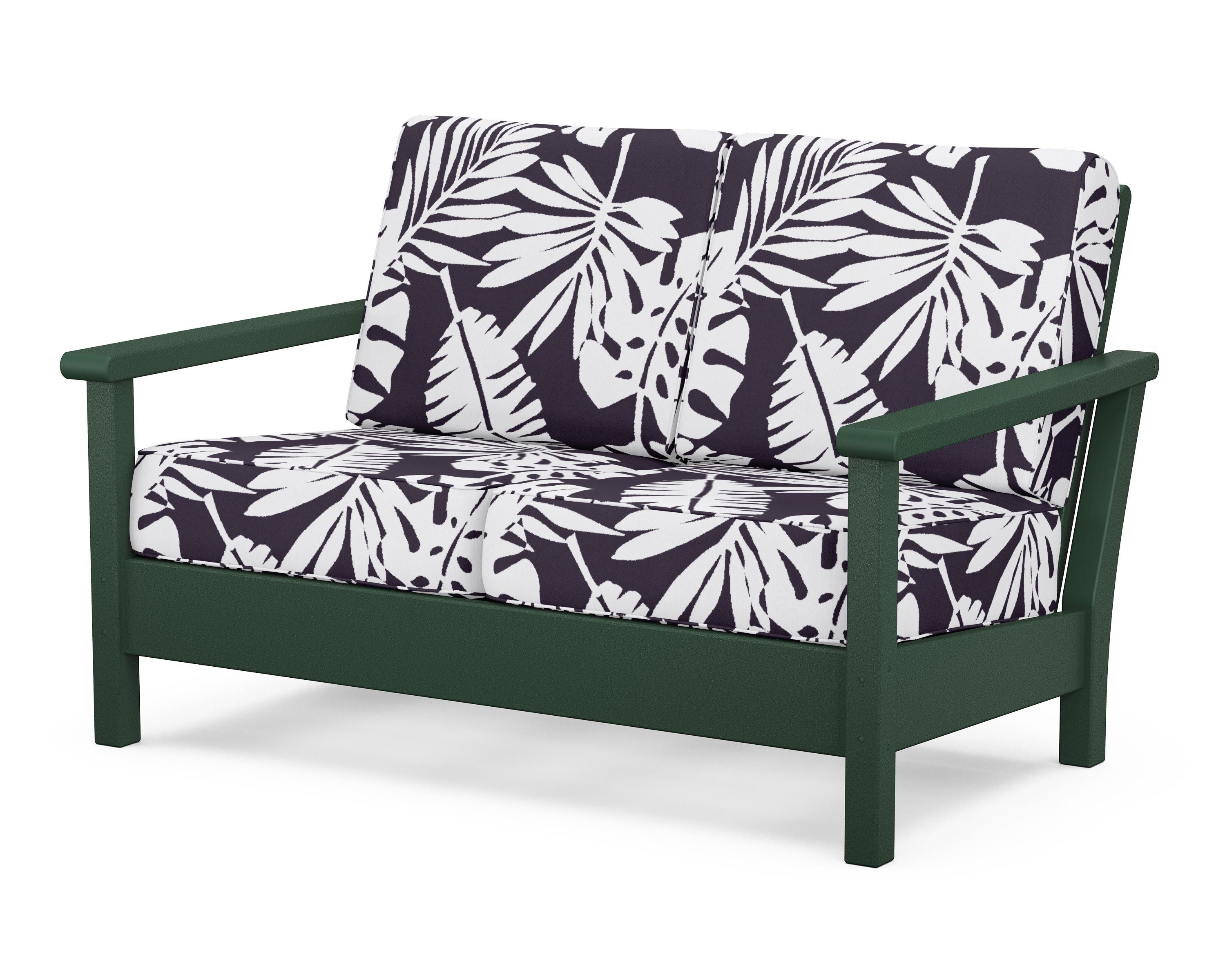 POLYWOOD® Harbour Deep Seating Loveseat in Green / Leaf Navy
