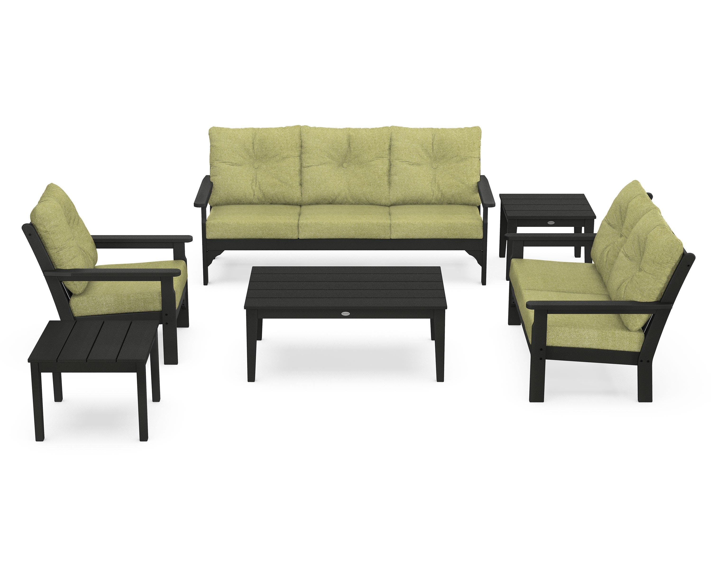 POLYWOOD® Vineyard 6-Piece Deep Seating Set in Green / Chartreuse Boucle