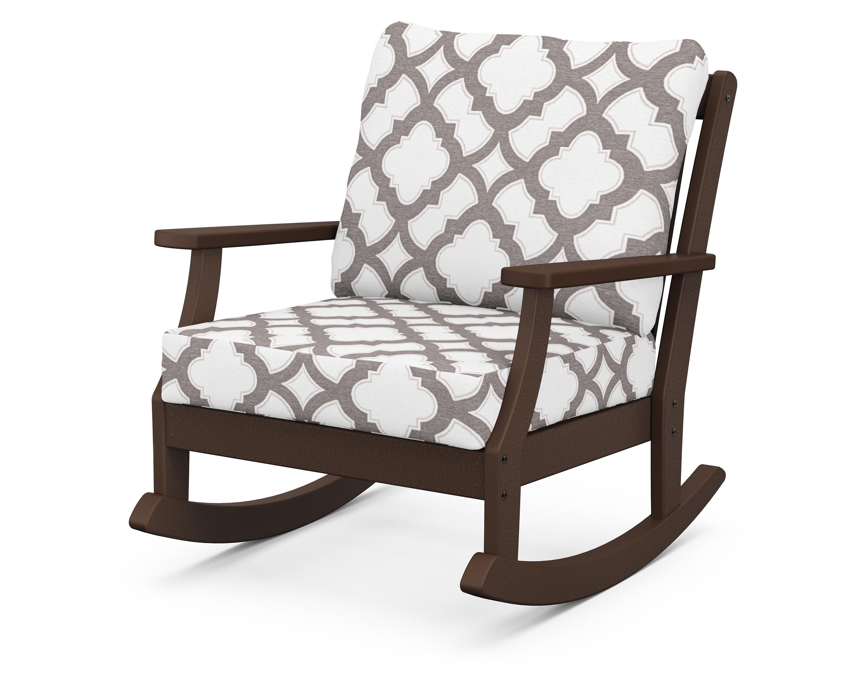 POLYWOOD® Braxton Deep Seating Rocking Chair in Mahogany / Trellis Grey Mist