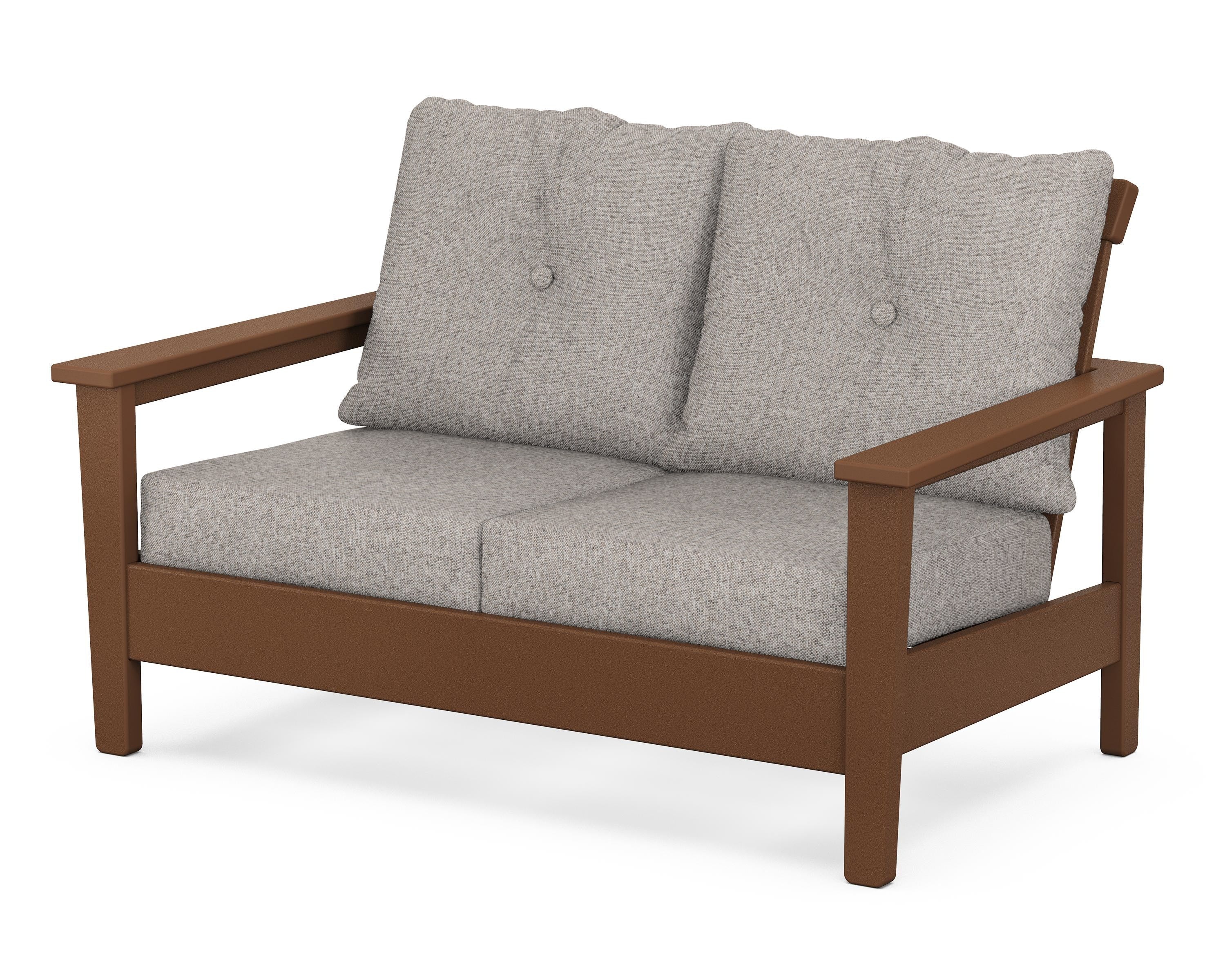 POLYWOOD® Prescott Deep Seating Loveseat in Teak / Weathered Tweed