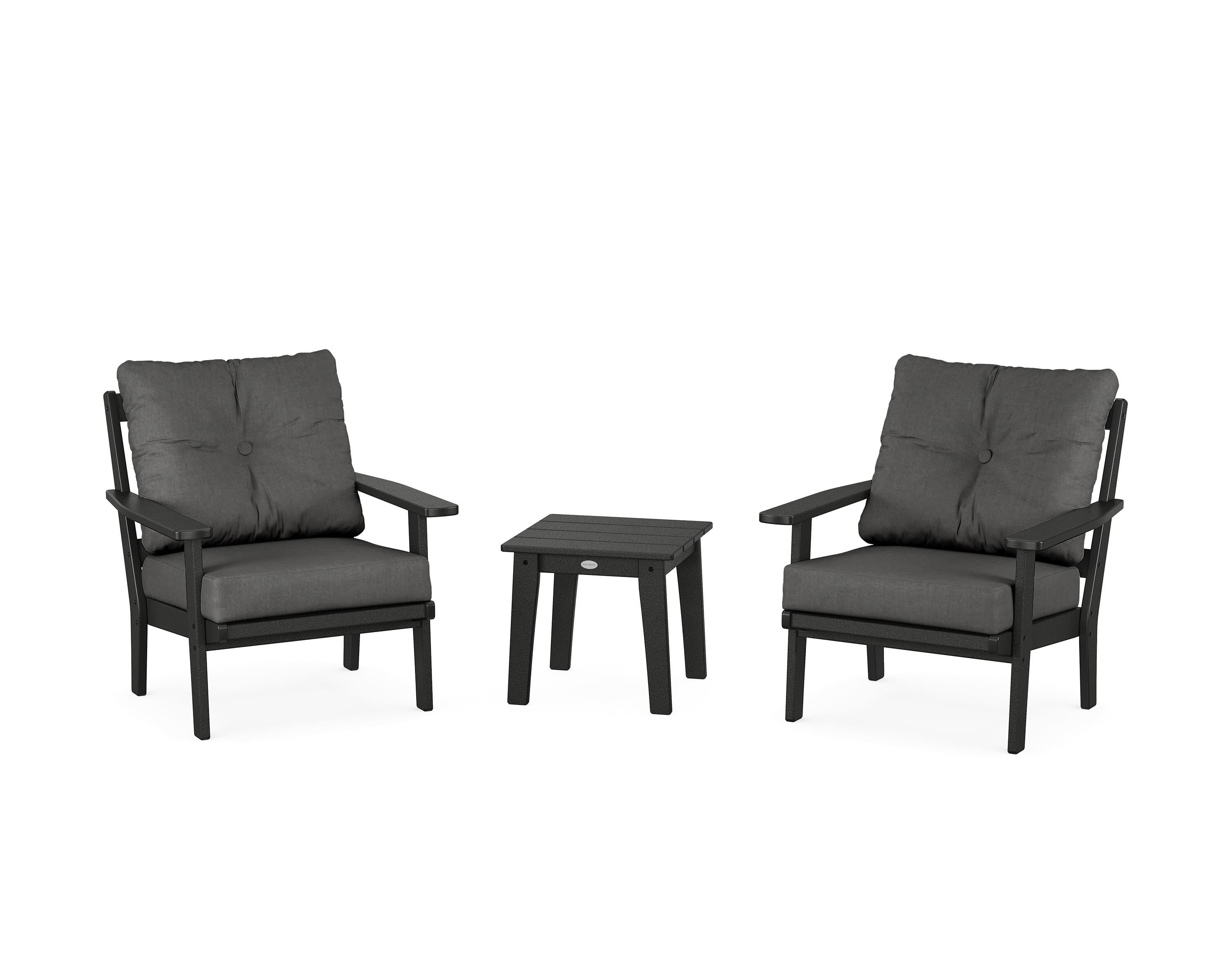 POLYWOOD® Oxford 3-Piece Deep Seating Set in Black / Spectrum Carbon