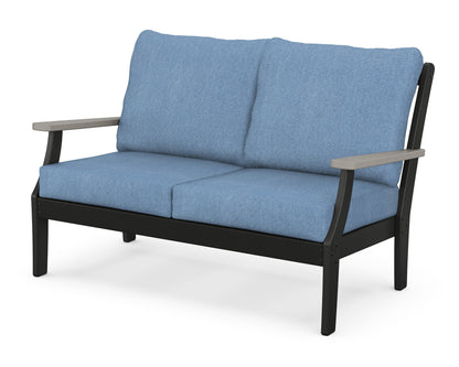 POLYWOOD® Braxton Deep Seating Loveseat in Black / Driftwood / Sky Blue