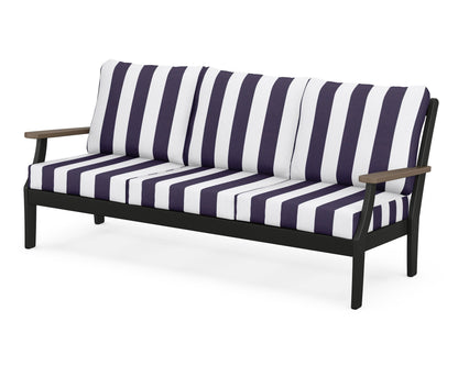 POLYWOOD® Braxton Deep Seating Sofa in Black / Kona / Cabana Stripe Navy