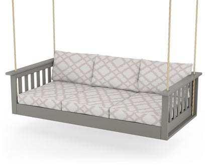 POLYWOOD® Vineyard Daybed Swing in Slate Grey / Trellis Dune Burlap