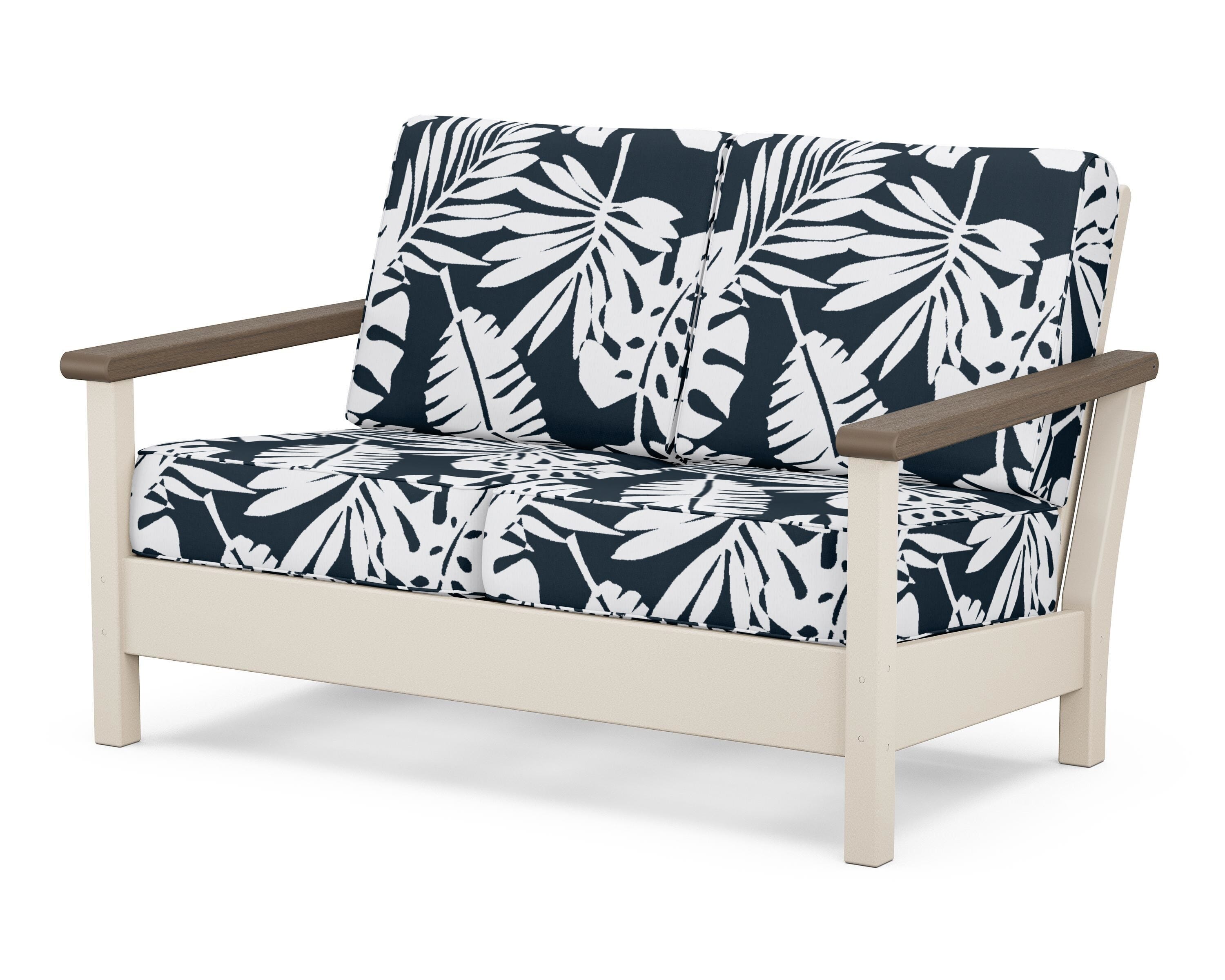 POLYWOOD® Harbour Deep Seating Loveseat in Sand / Kona / Leaf Marine Indigo