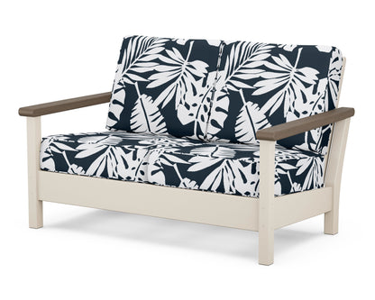 POLYWOOD® Harbour Deep Seating Loveseat in Sand / Kona / Leaf Marine Indigo