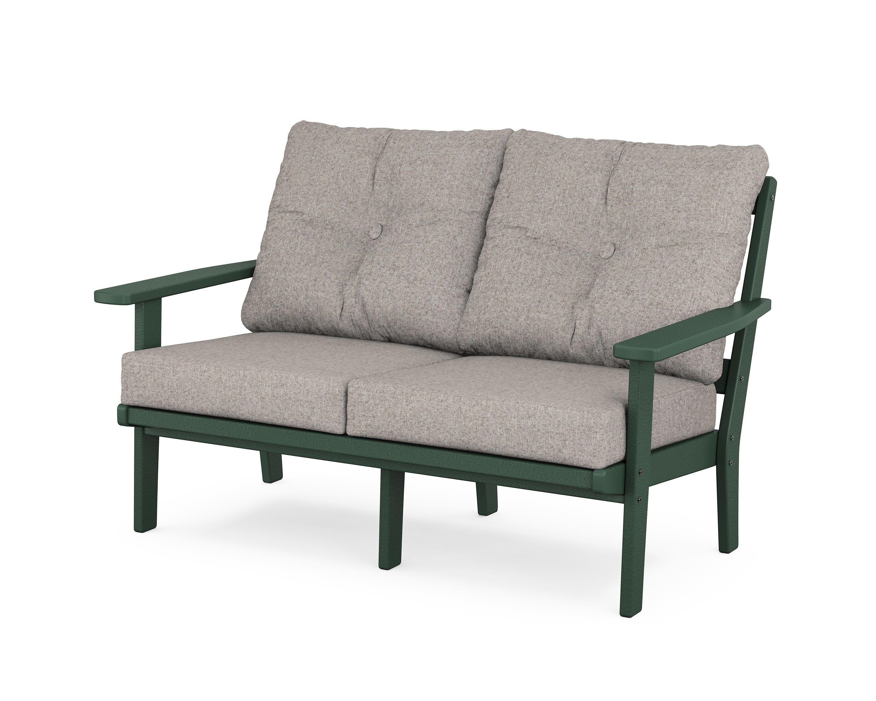 POLYWOOD® Prairie Deep Seating Loveseat in Green / Weathered Tweed