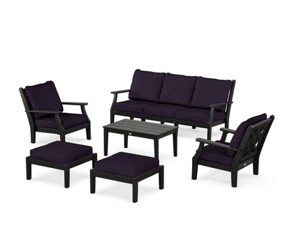 Country Living Wovendale 6-Piece Lounge Sofa Set in Black / Navy Linen