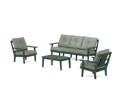 POLYWOOD® Prairie 4-Piece Deep Seating Set with Sofa in Green / Cast Sage