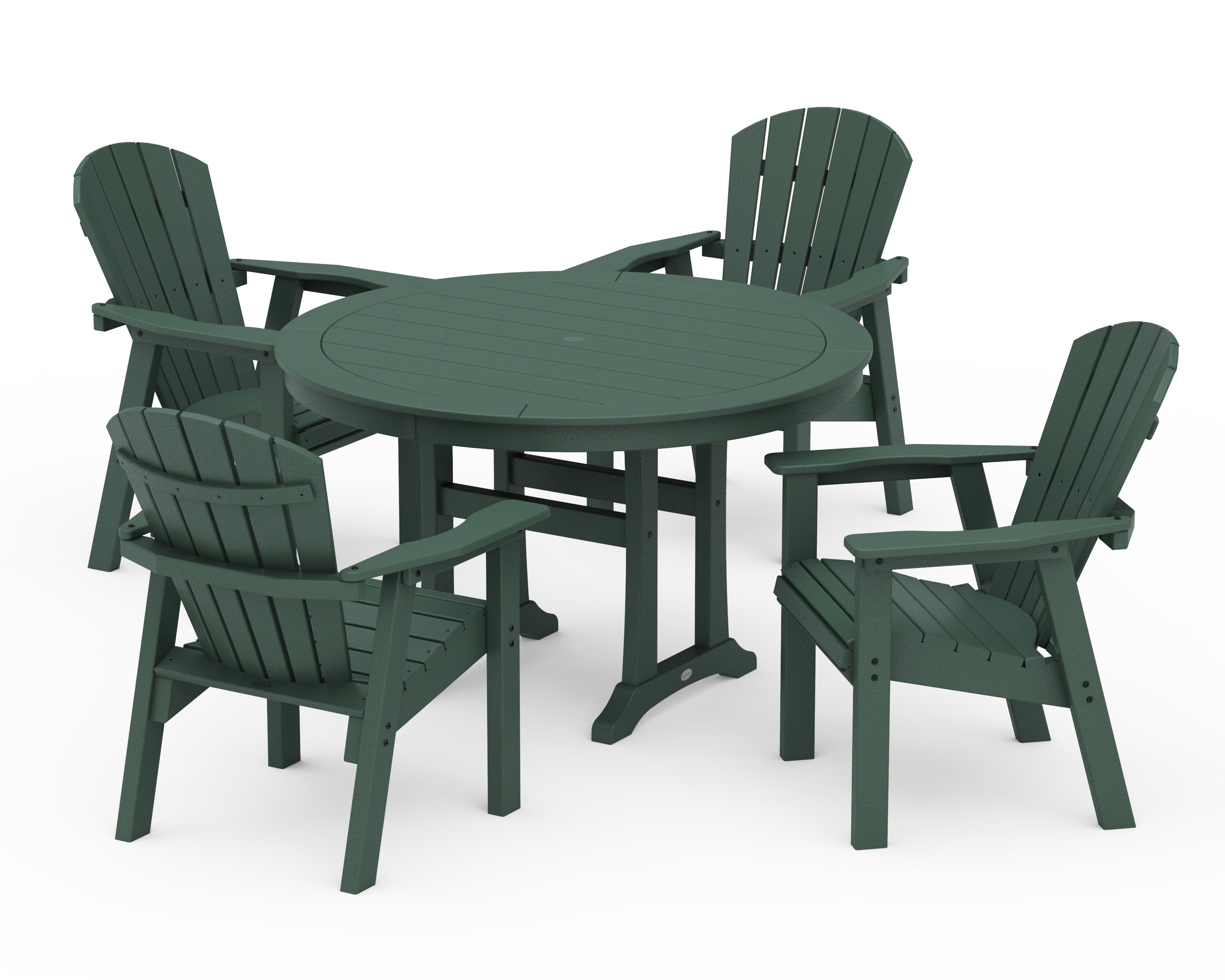 POLYWOOD® Seashell 5-Piece Round Dining Set with Trestle Legs in Green