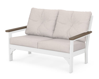 POLYWOOD® Vineyard Deep Seating Loveseat in White / Kona / Dune Burlap