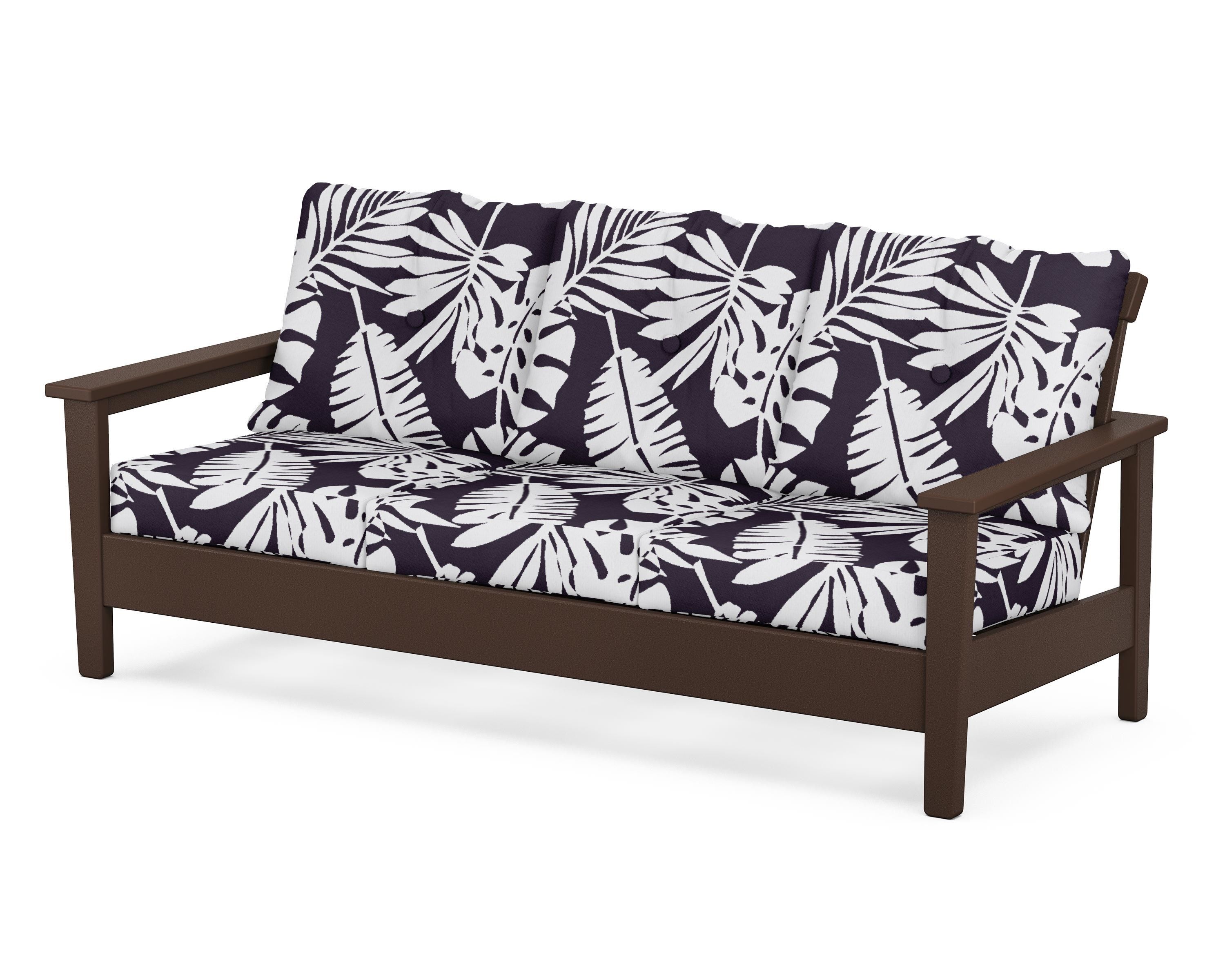 POLYWOOD® Prescott Deep Seating Sofa in Mahogany / Leaf Navy