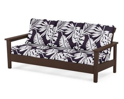 POLYWOOD® Prescott Deep Seating Sofa in Mahogany / Leaf Navy