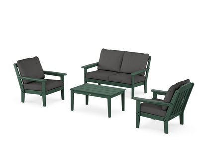 Country Living Cottage 4-Piece Deep Seating Set with Loveseat in Green / Spectrum Carbon