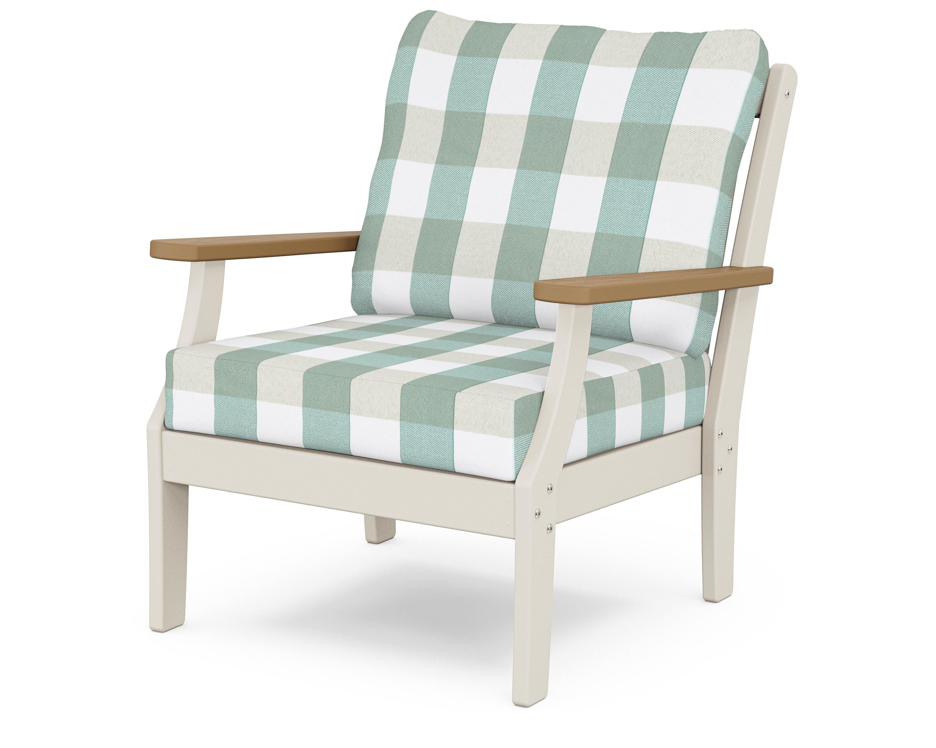 POLYWOOD® Braxton Deep Seating Chair in Sand / Natural / Buffalo Plaid Glacier Spa