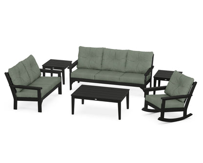 POLYWOOD® Vineyard 6-Piece Deep Seating Set in Black / Cast Sage