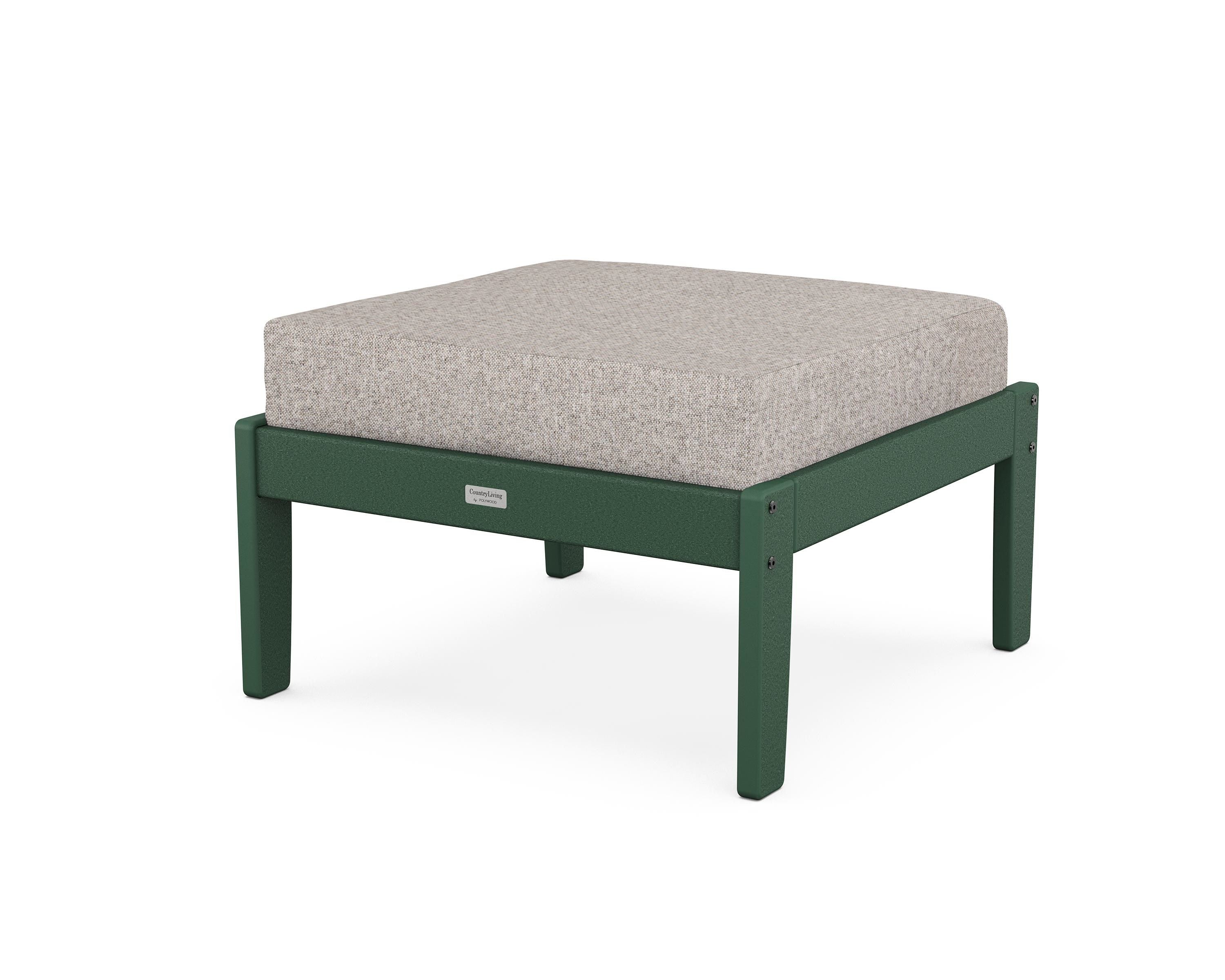 Country Living Cottage Deep Seating Ottoman in Green / Weathered Tweed