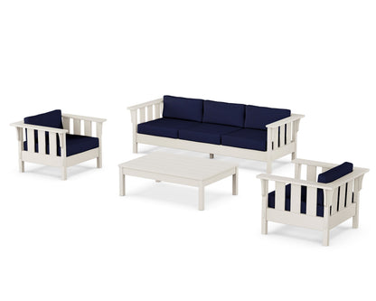 Martha Stewart by POLYWOOD® Acadia 4-Piece Deep Seating Set with Sofa in Sand / Navy