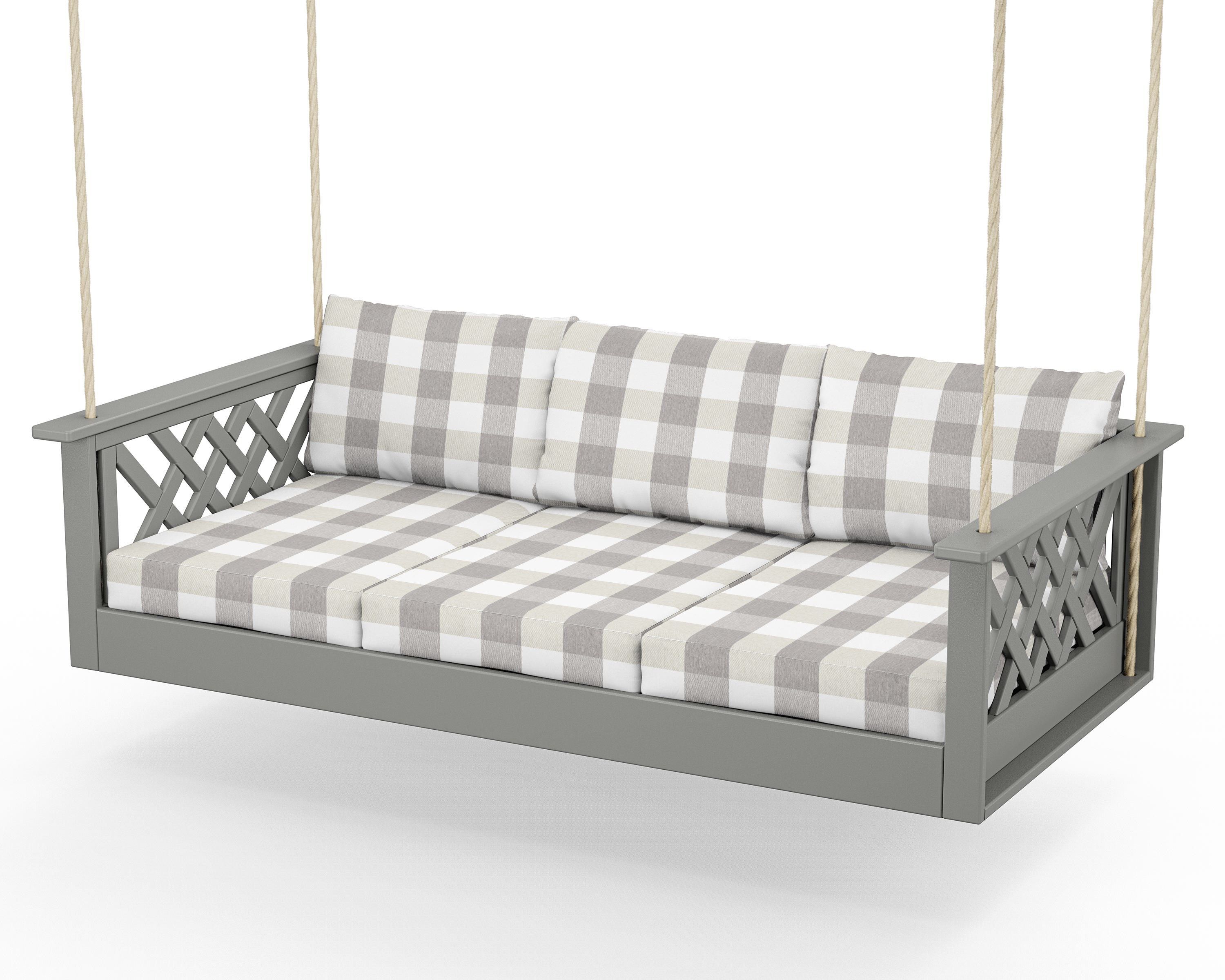 Country Living Wovendale Daybed Swing in Slate Grey / Buffalo Plaid Grey Mist