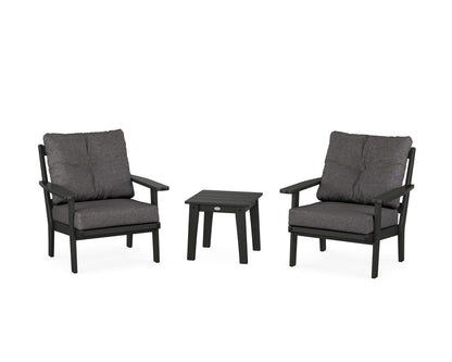 POLYWOOD® Oxford 3-Piece Deep Seating Set in Black / Ash Charcoal