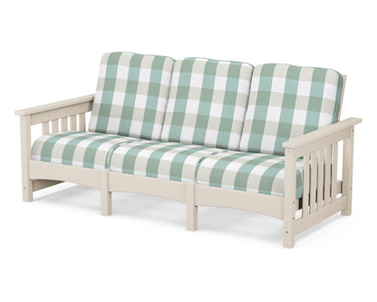 POLYWOOD® Club Mission Sofa in Sand / Buffalo Plaid Glacier Spa