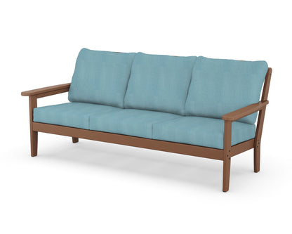 Country Living Cottage Deep Seating Sofa in Teak / Lattice Sky Blue