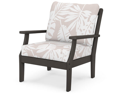POLYWOOD® Braxton Deep Seating Chair in Vintage Coffee / Leaf Dune Burlap