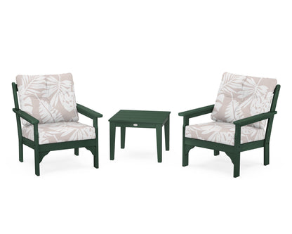 POLYWOOD® Vineyard 3-Piece Deep Seating Set in Green / Leaf Dune Burlap