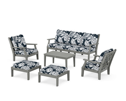 Country Living Wovendale 6-Piece Lounge Sofa Set in Slate Grey / Leaf Marine Indigo
