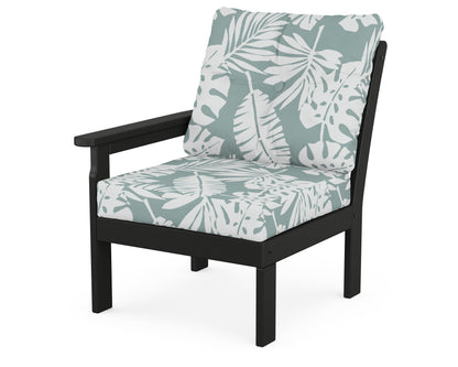 POLYWOOD® Vineyard Modular Left Arm Chair in Black / Leaf Glacier Spa
