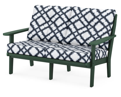 POLYWOOD® Lakeside Deep Seating Loveseat in Green / Trellis Marine Indigo