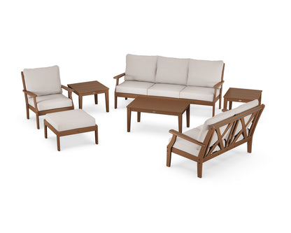 POLYWOOD® Braxton 7-Piece Deep Seating Set in Teak / Dune Burlap