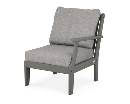 POLYWOOD® Braxton Modular Right Arm Chair in Slate Grey / Grey Mist
