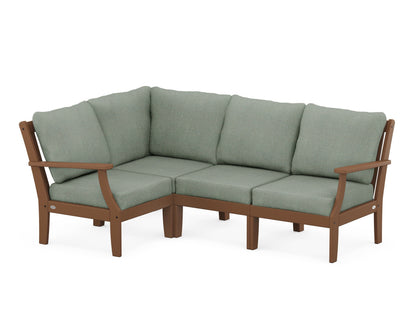 POLYWOOD® Braxton Modular 4-Piece Deep Seating Set in Teak / Cast Sage