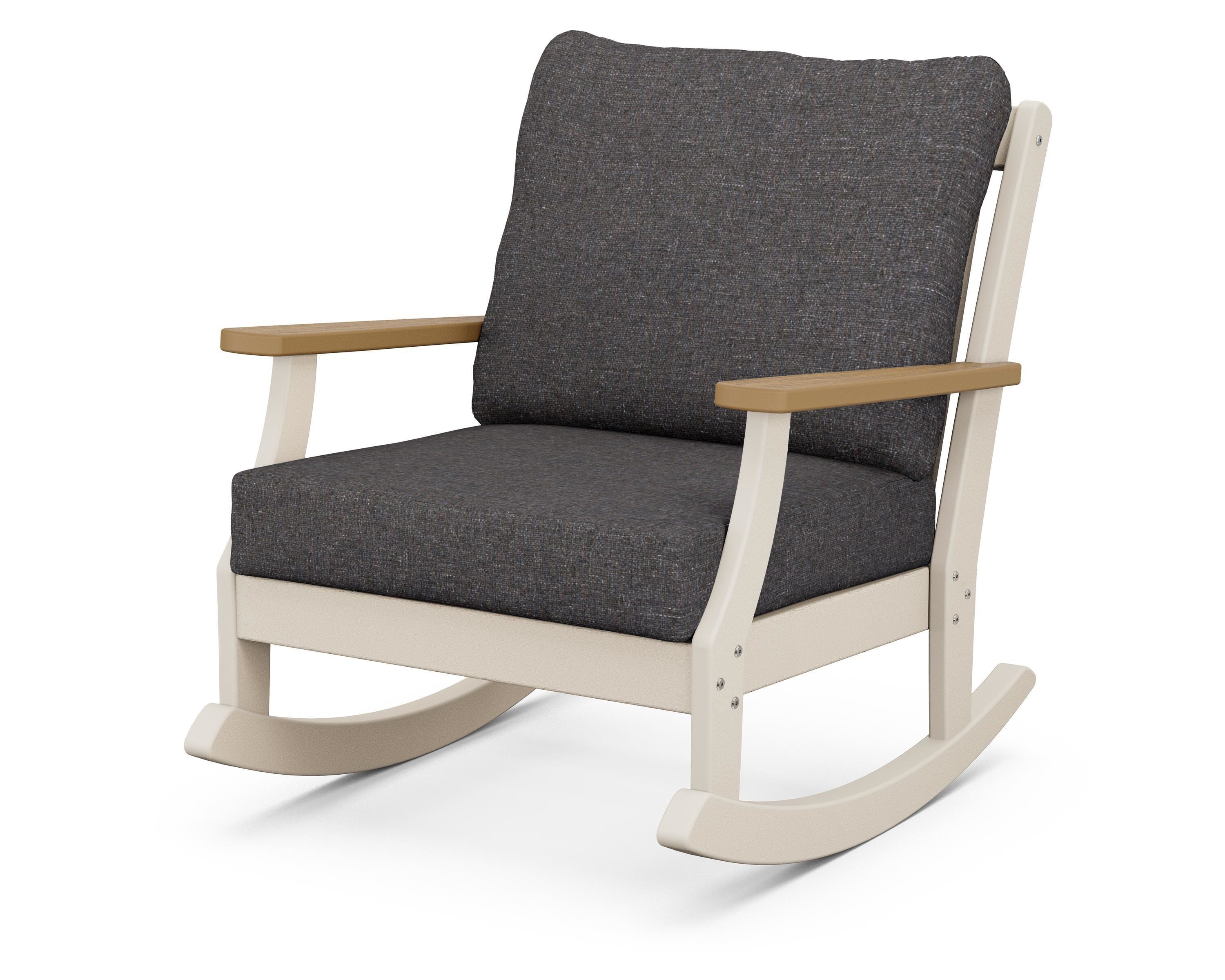 POLYWOOD® Braxton Deep Seating Rocking Chair in Sand / Natural / Ash Charcoal