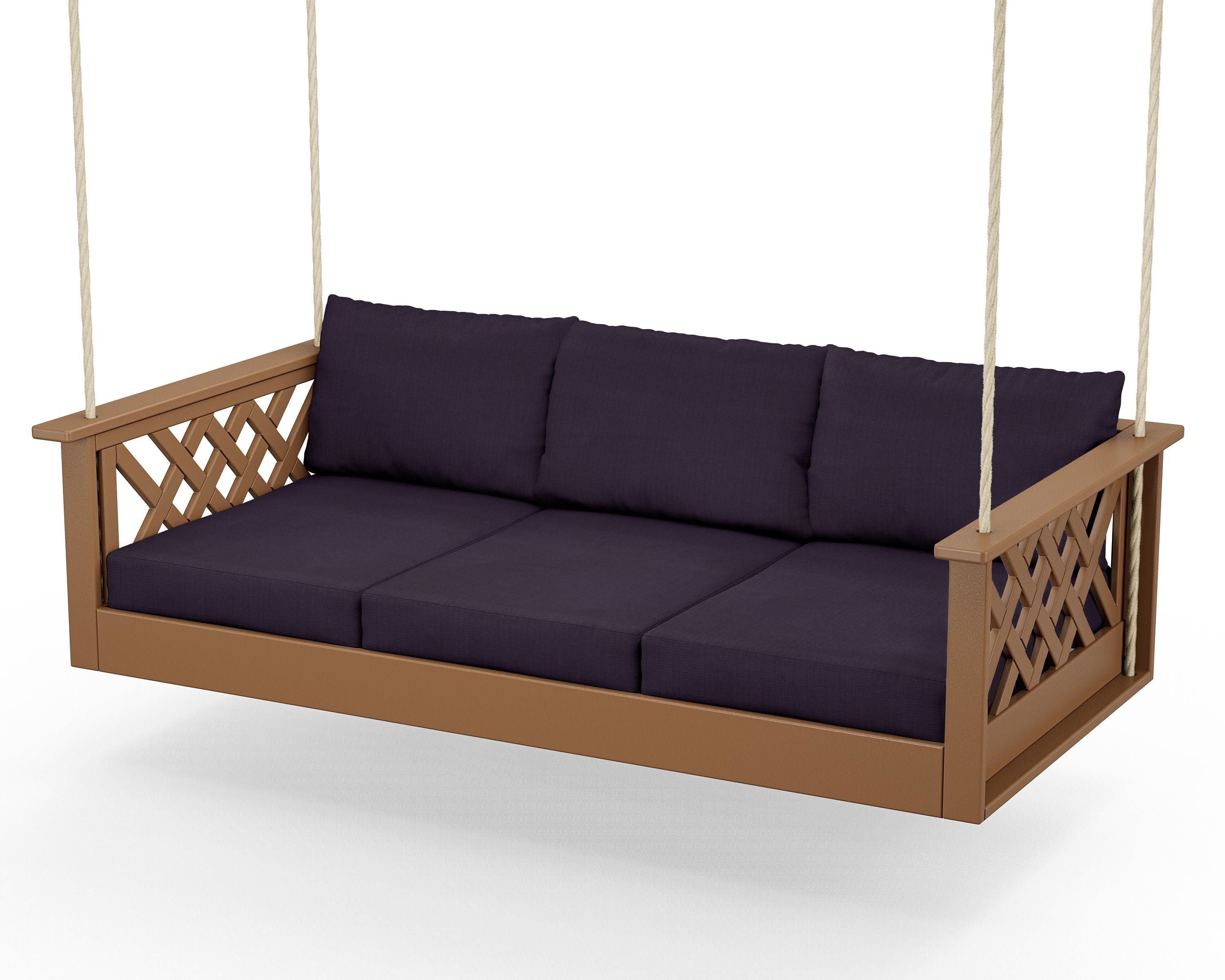Country Living Wovendale Daybed Swing in Teak / Navy Linen