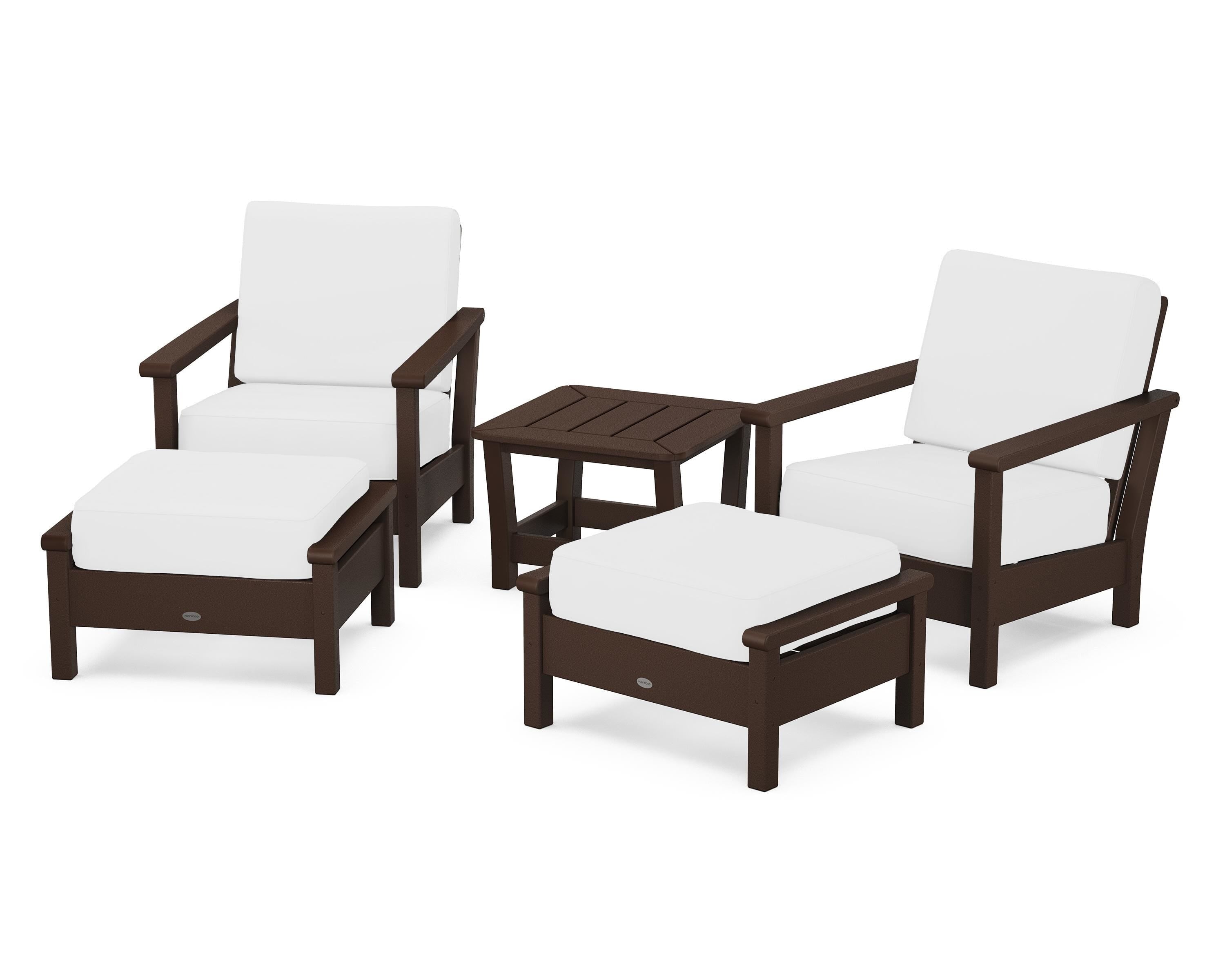 POLYWOOD® Harbour 5-Piece Deep Seating Chair Set in Mahogany / Natural