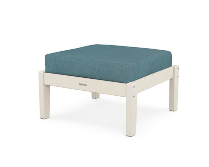 Martha Stewart by POLYWOOD® Chinoiserie Deep Seating Ottoman in Sand / Ocean Teal