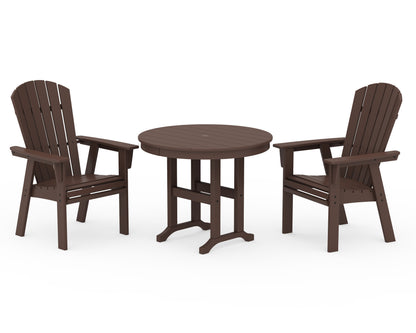 POLYWOOD® Nautical Adirondack 3-Piece Round Dining Set in Mahogany
