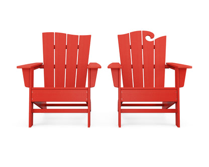 POLYWOOD® Wave 2-Piece Adirondack Set with The Wave Chair Left in Sunset Red