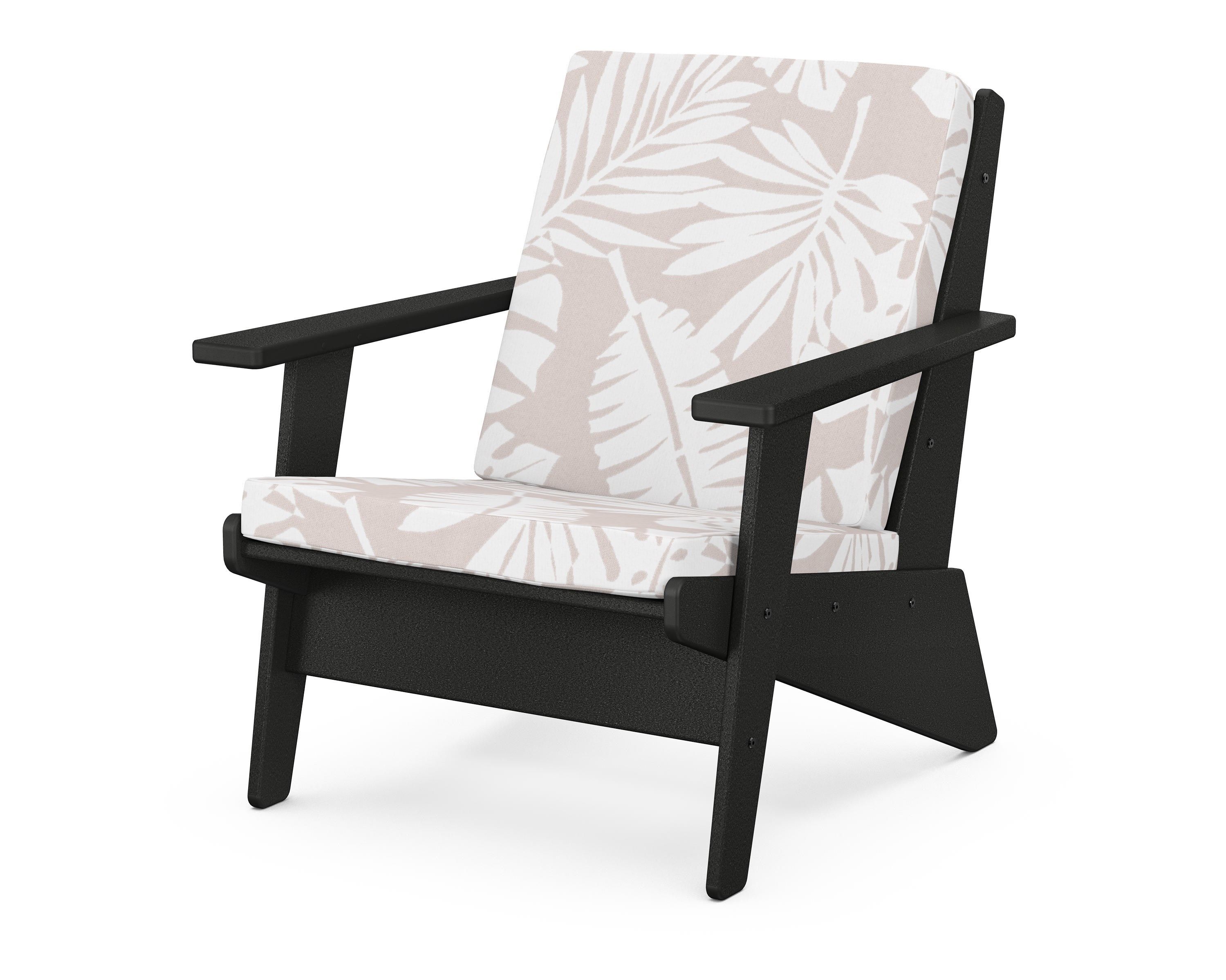 POLYWOOD® Riviera Modern Lounge Chair in Black / Leaf Dune Burlap