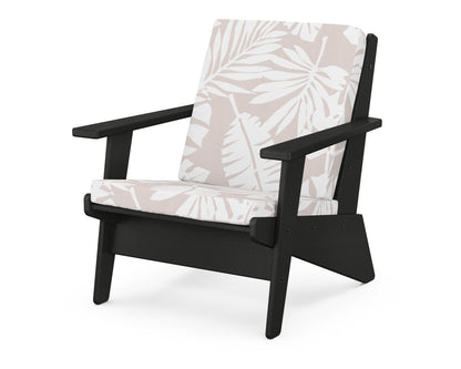POLYWOOD® Riviera Modern Lounge Chair in Black / Leaf Dune Burlap